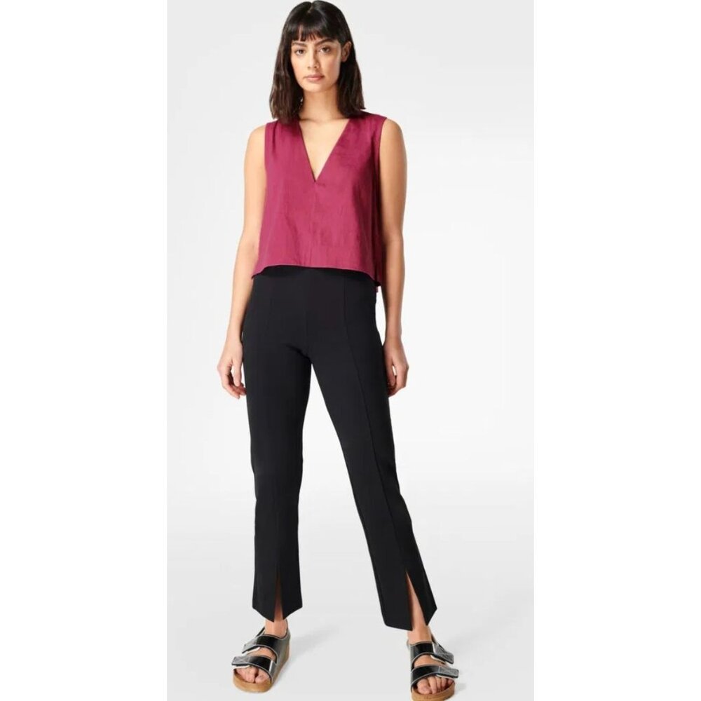 NWT Sweaty Betty City Split Front Ponte Black Trousers-sz 12